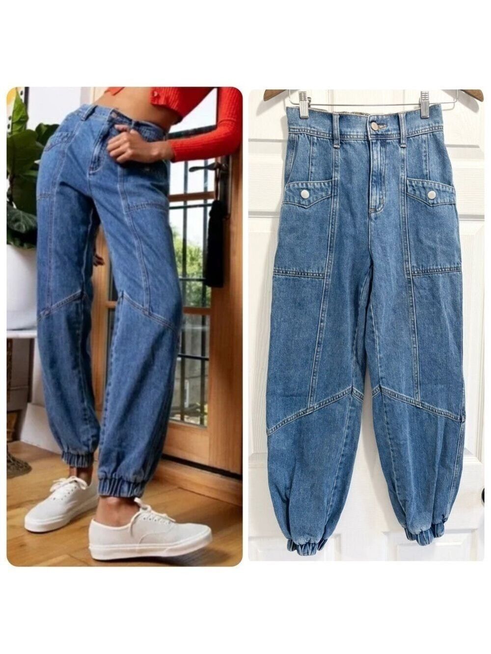 BDG Urban Outfitters High Rise Cargo Joggers Denim Jeans Size 26